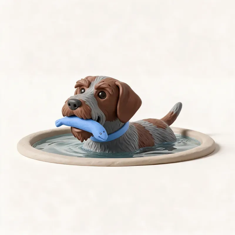 Grifón Korthals: haciendo ejercicio (ilustración)