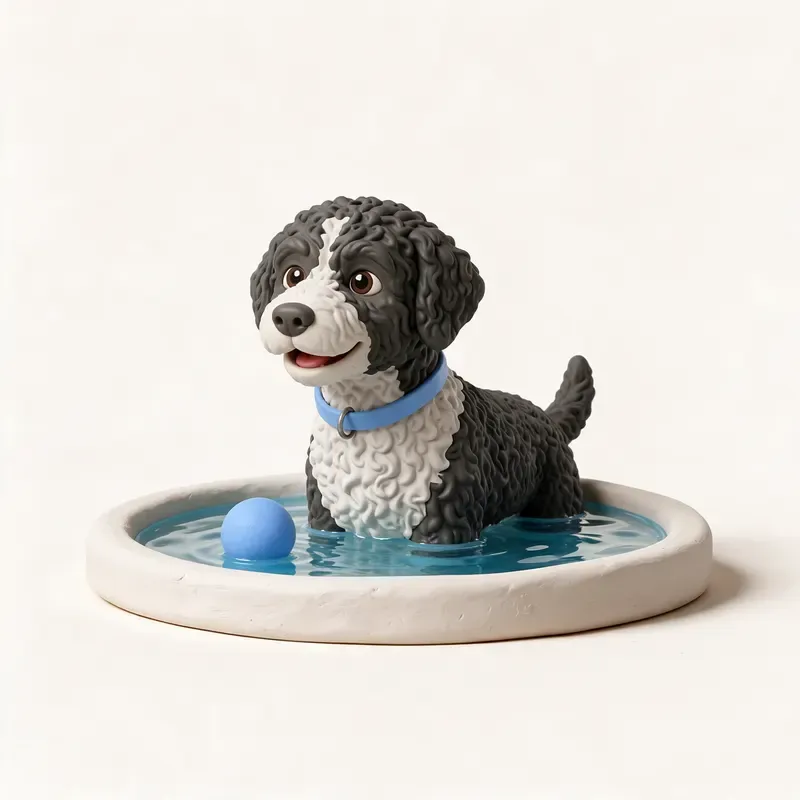 Perro de agua español: haciendo ejercicio (ilustración)