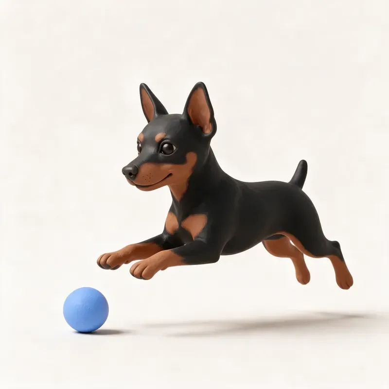 Pinscher miniatura: haciendo ejercicio (ilustración)