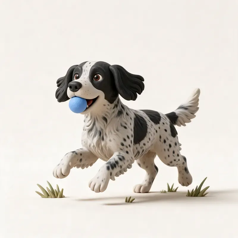 Spaniel azul de Picardía: haciendo ejercicio (ilustración)