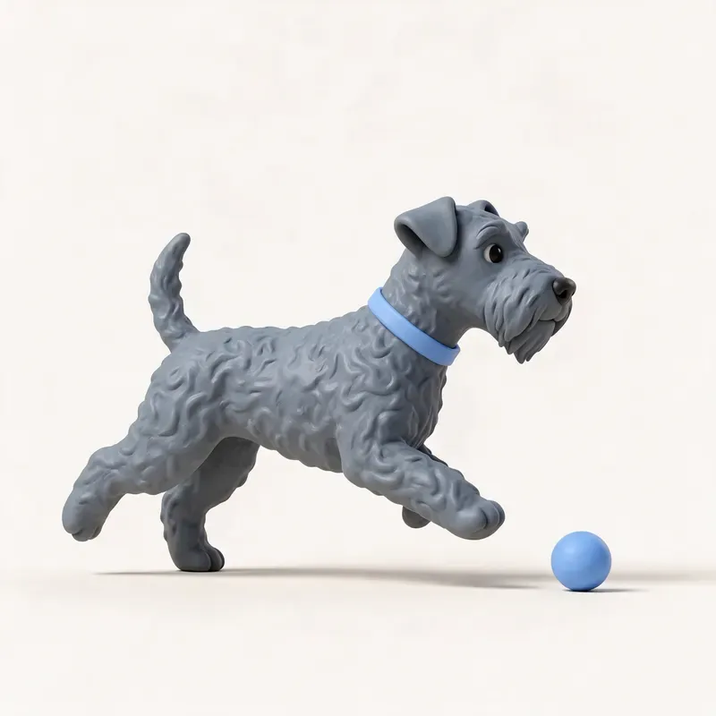 Kerry blue terrier: haciendo ejercicio (ilustración)