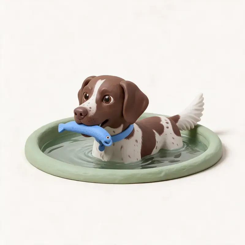 Pequeño Münsterländer: haciendo ejercicio (ilustración)