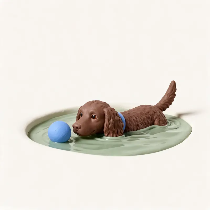 Spaniel de agua americano: haciendo ejercicio (ilustración)