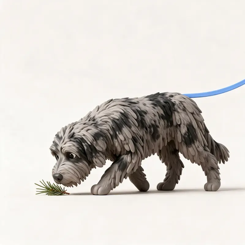 Pastor bergamasco: haciendo ejercicio (ilustración)