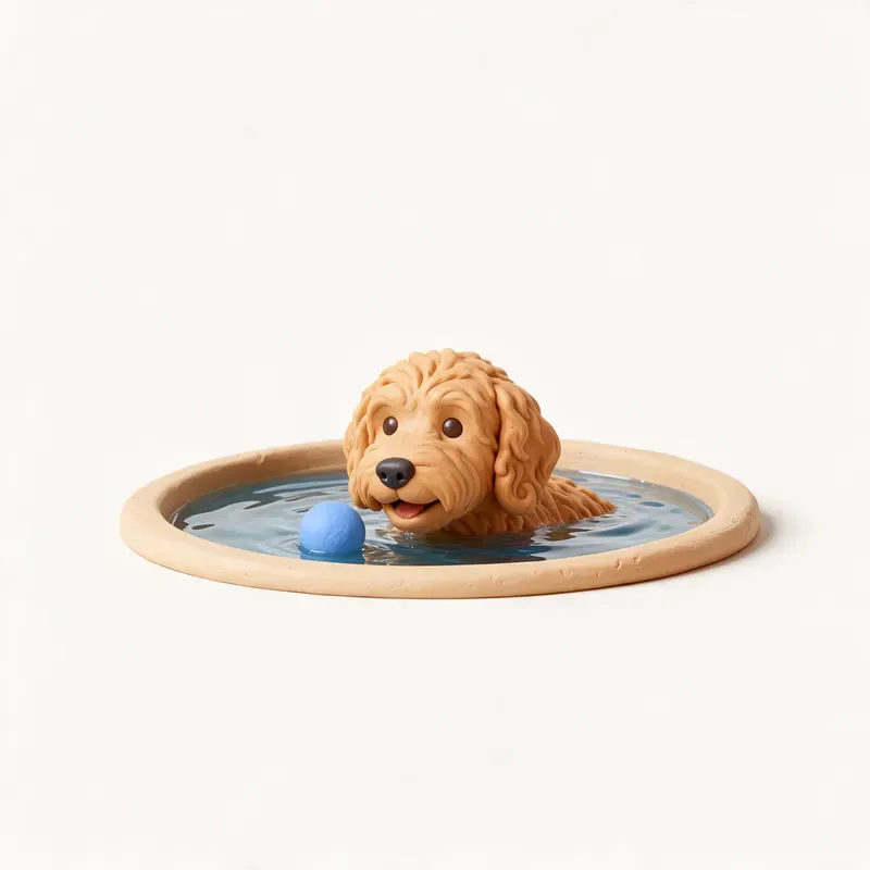 Labradoodle: haciendo ejercicio (ilustración)
