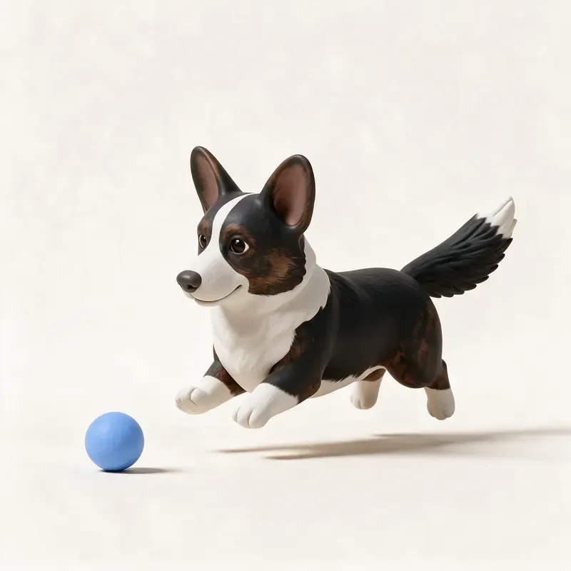 Corgi galés Cardigan: haciendo ejercicio (ilustración)