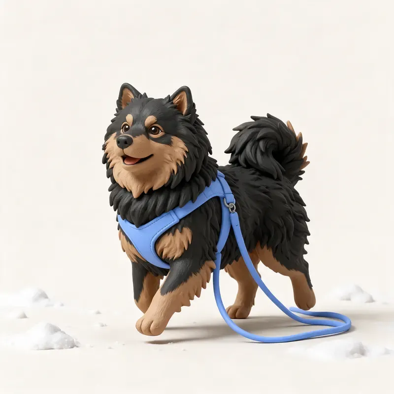Lapphund finlandés: haciendo ejercicio (ilustración)