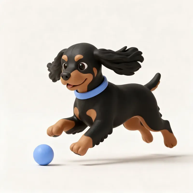 Cocker spaniel americano: haciendo ejercicio (ilustración)