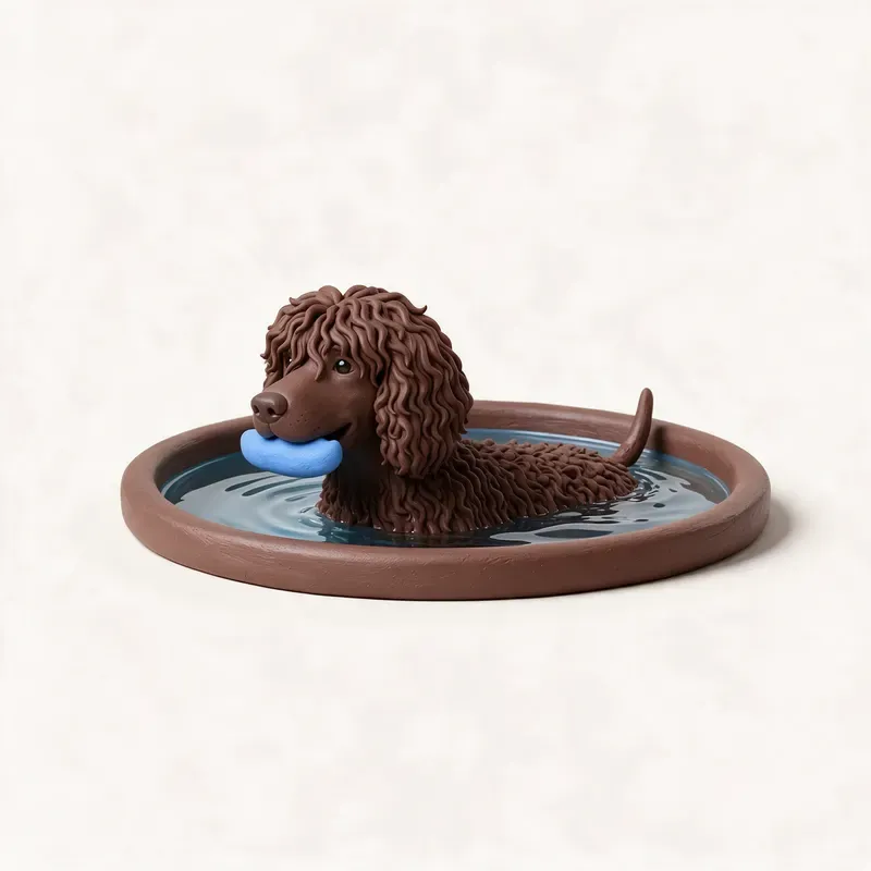 Spaniel de agua irlandés: haciendo ejercicio (ilustración)
