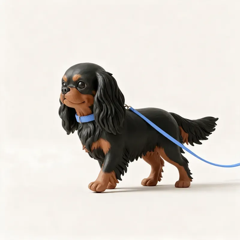 King Charles spaniel: haciendo ejercicio (ilustración)
