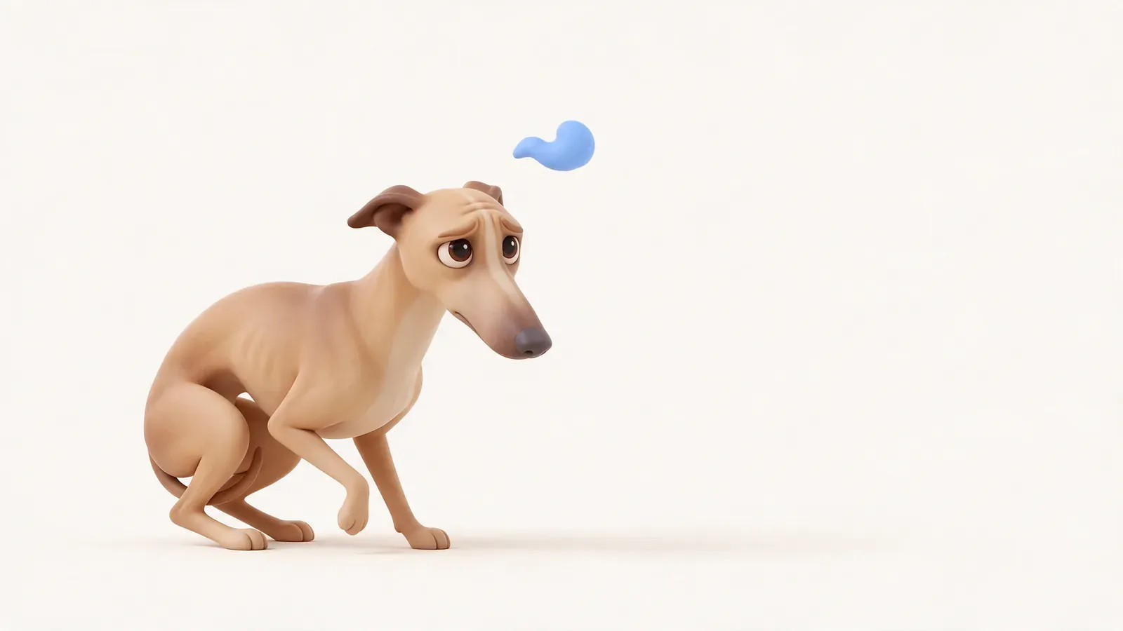 Whippet con signos de estrés