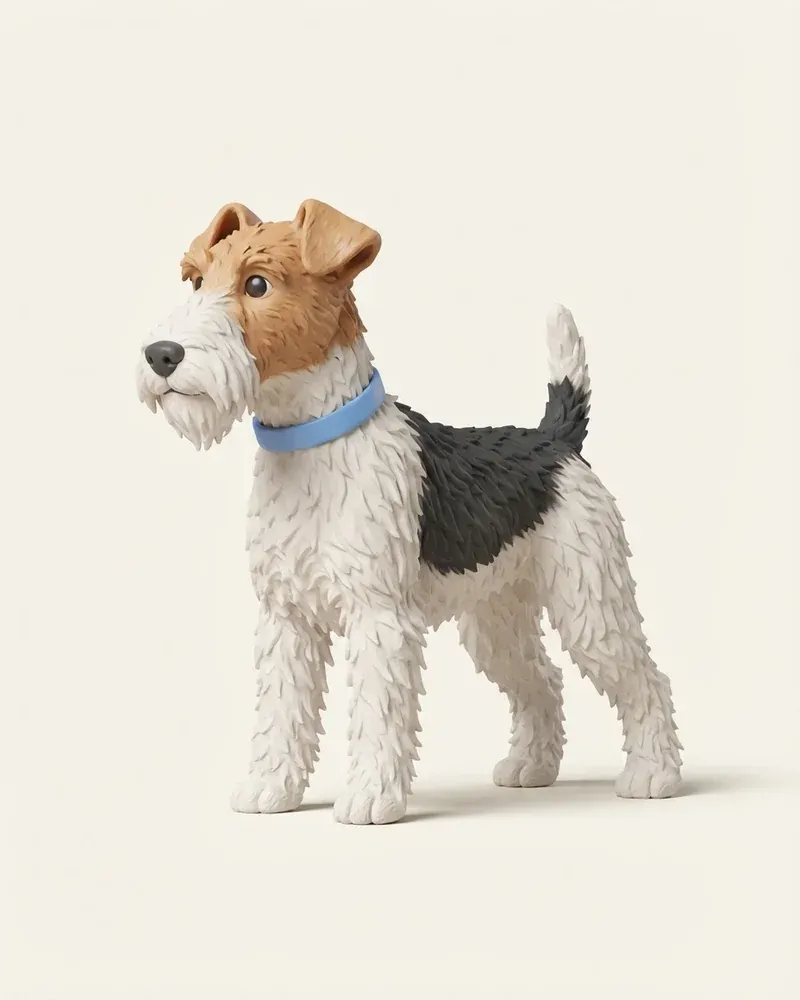 Ilustración 3D de un fox terrier de pelo duro