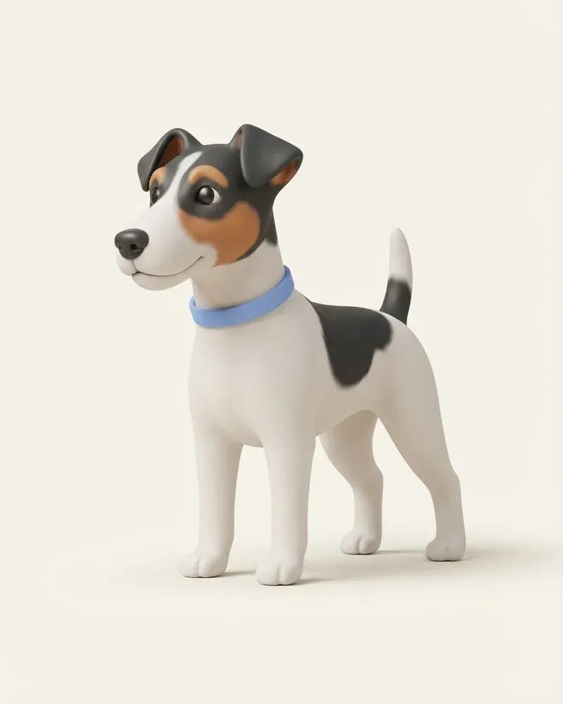 Ilustración 3D de un fox terrier de pelo liso