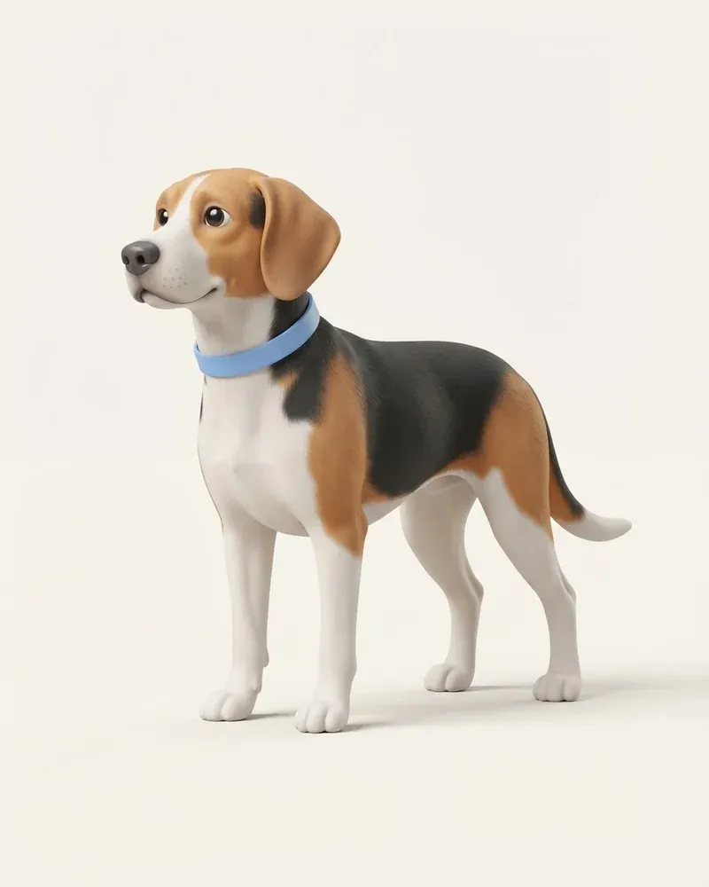 Ilustración 3D de un foxhound americano