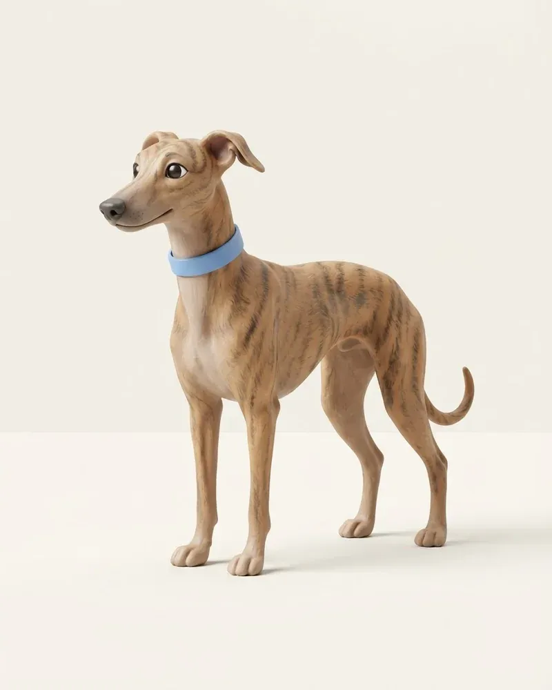 Ilustración 3D de un galgo español
