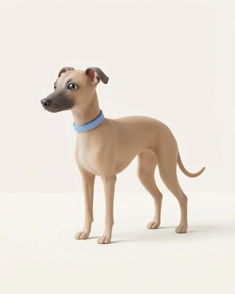 Ilustración 3D de un galgo italiano