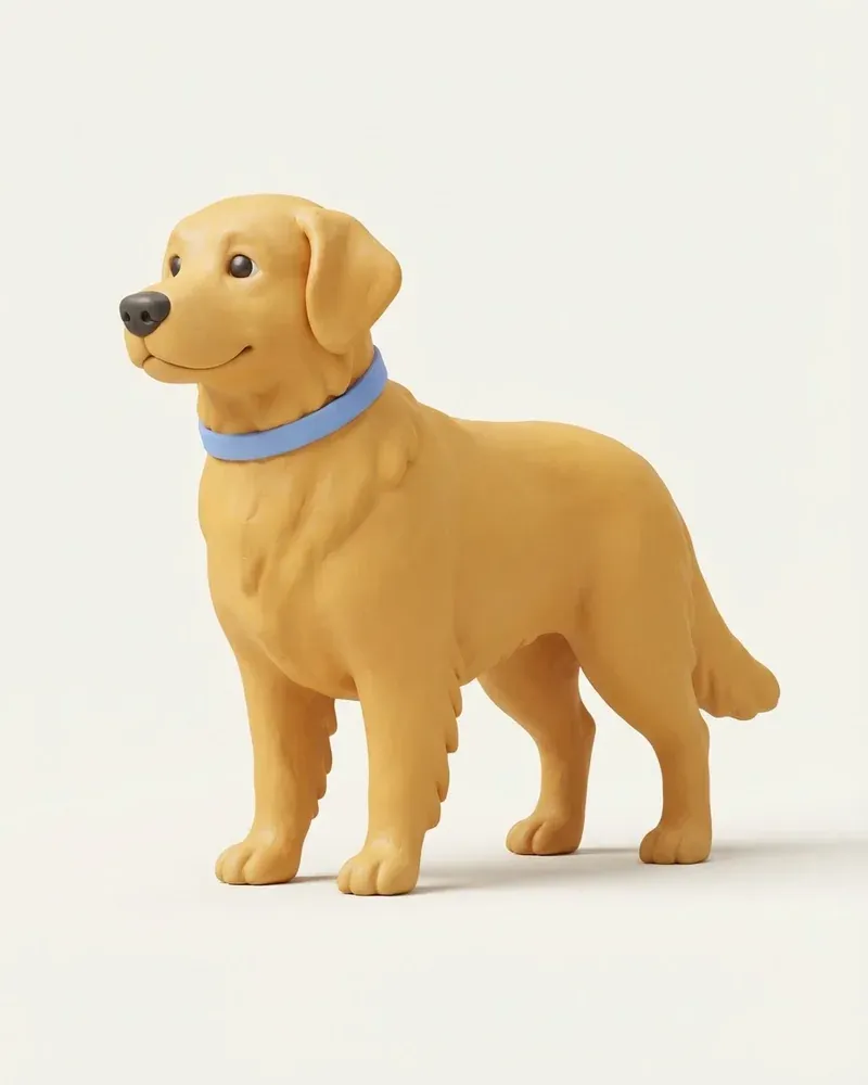 Ilustración 3D de un golden retriever