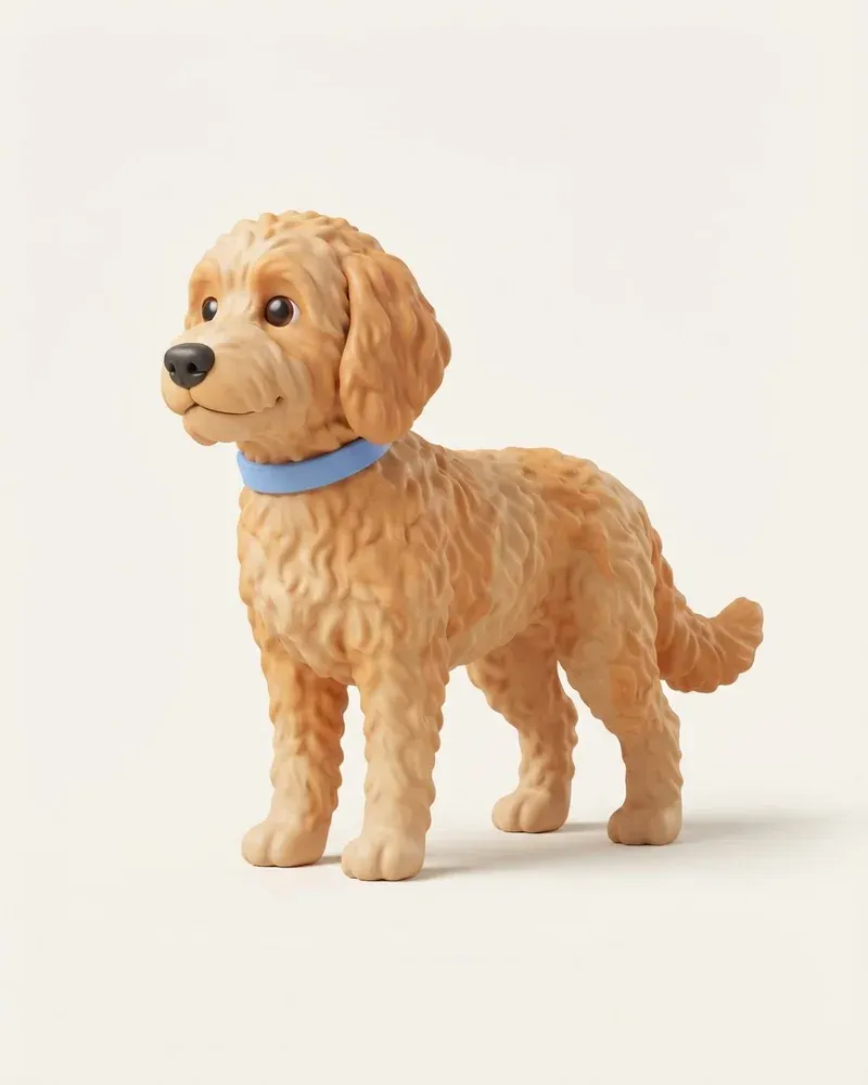 Ilustración 3D de un goldendoodle