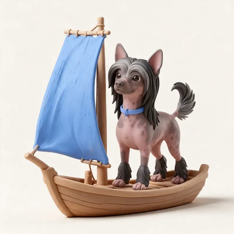 Perro crestado chino: un guiño a su origen (ilustración)