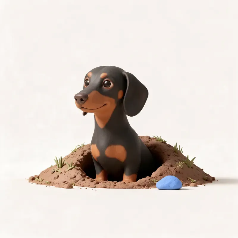 Teckel (perro salchicha): un guiño a su origen (ilustración)