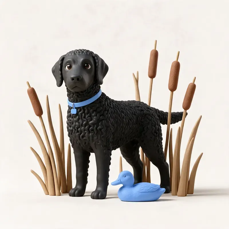 Retriever de pelo rizado: un guiño a su origen (ilustración)