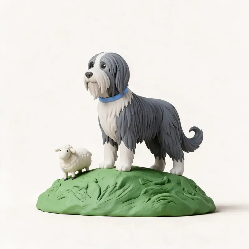 Bearded collie: un guiño a su origen (ilustración)