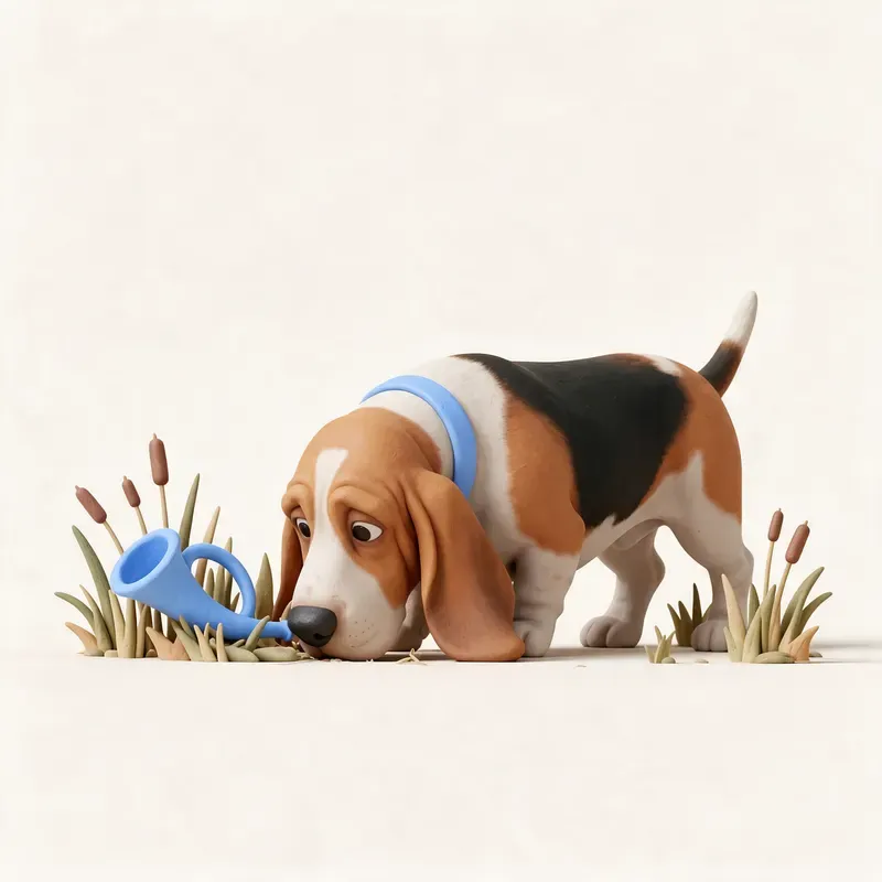 Basset hound: un guiño a su origen (ilustración)
