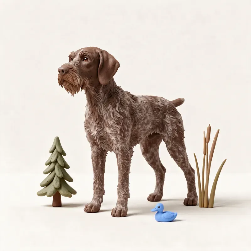 Perro de muestra alemán de pelo cerdoso: un guiño a su origen (ilustración)