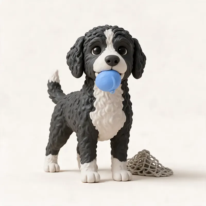 Perro de agua portugués: un guiño a su origen (ilustración)
