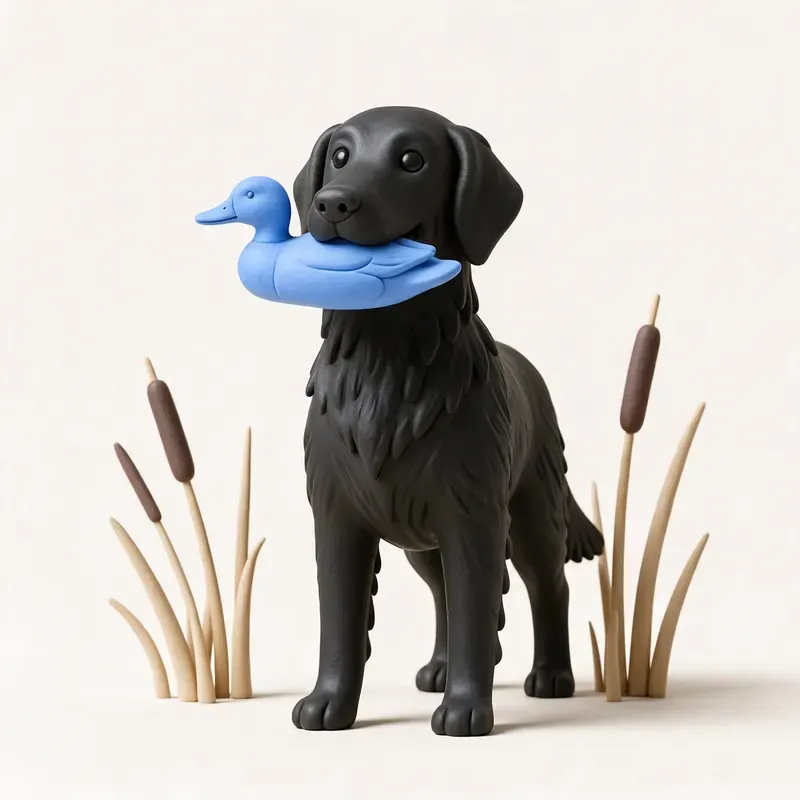 Retriever de pelo liso: un guiño a su origen (ilustración)