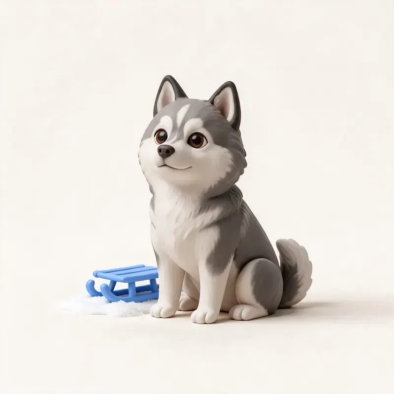 Pomsky: un guiño a su origen (ilustración)