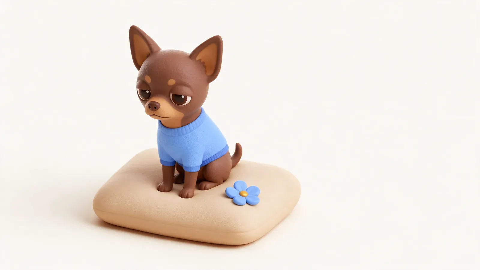 Chihuahua con jersey sentado en un cojín