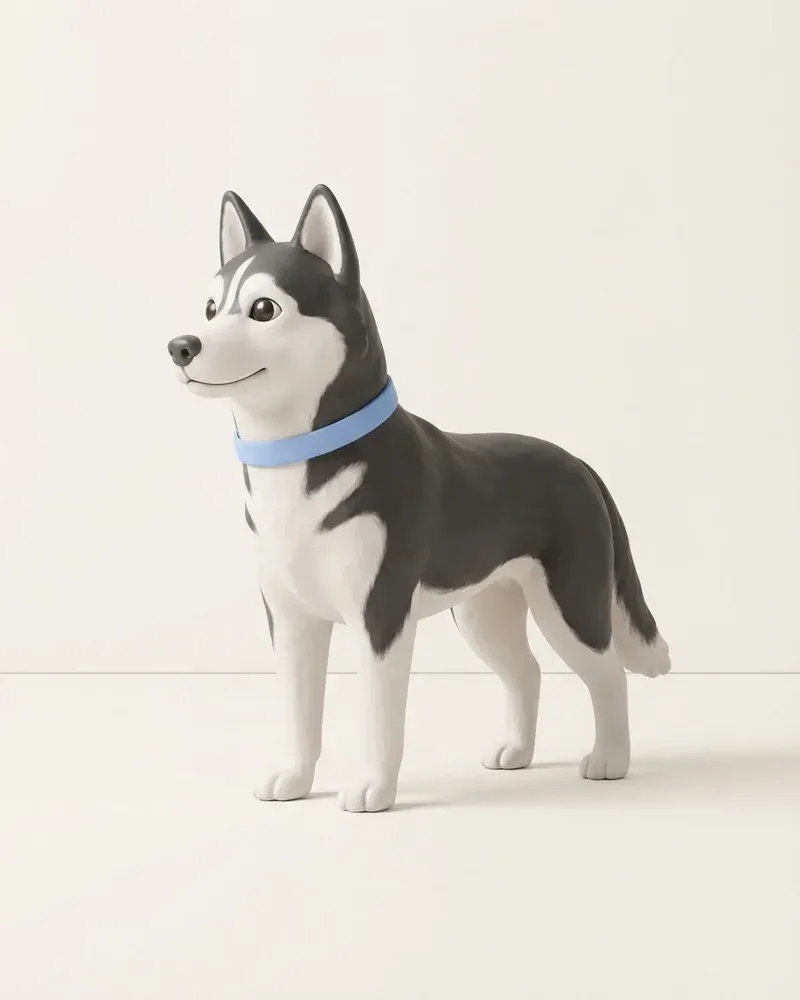 Ilustración 3D de un husky siberiano