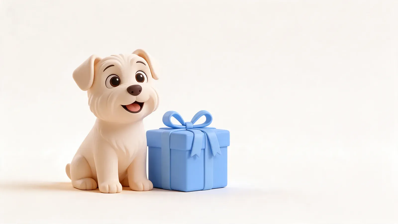 Westie junto a un regalo de Navidad