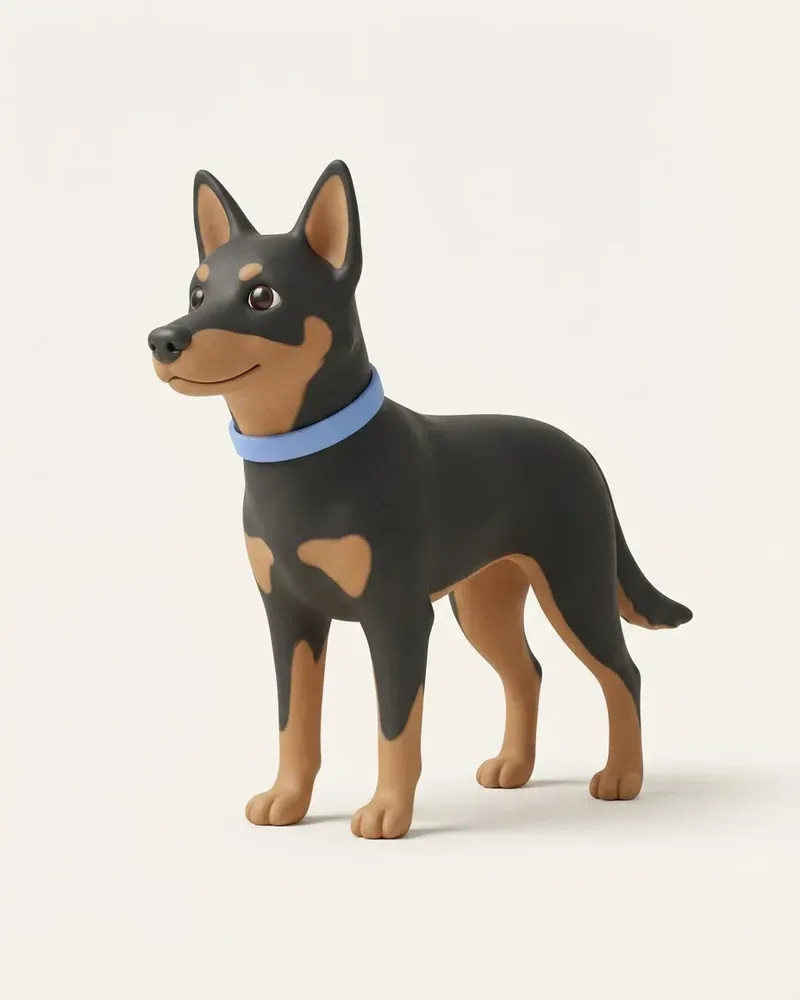 Ilustración 3D de un kelpie australiano