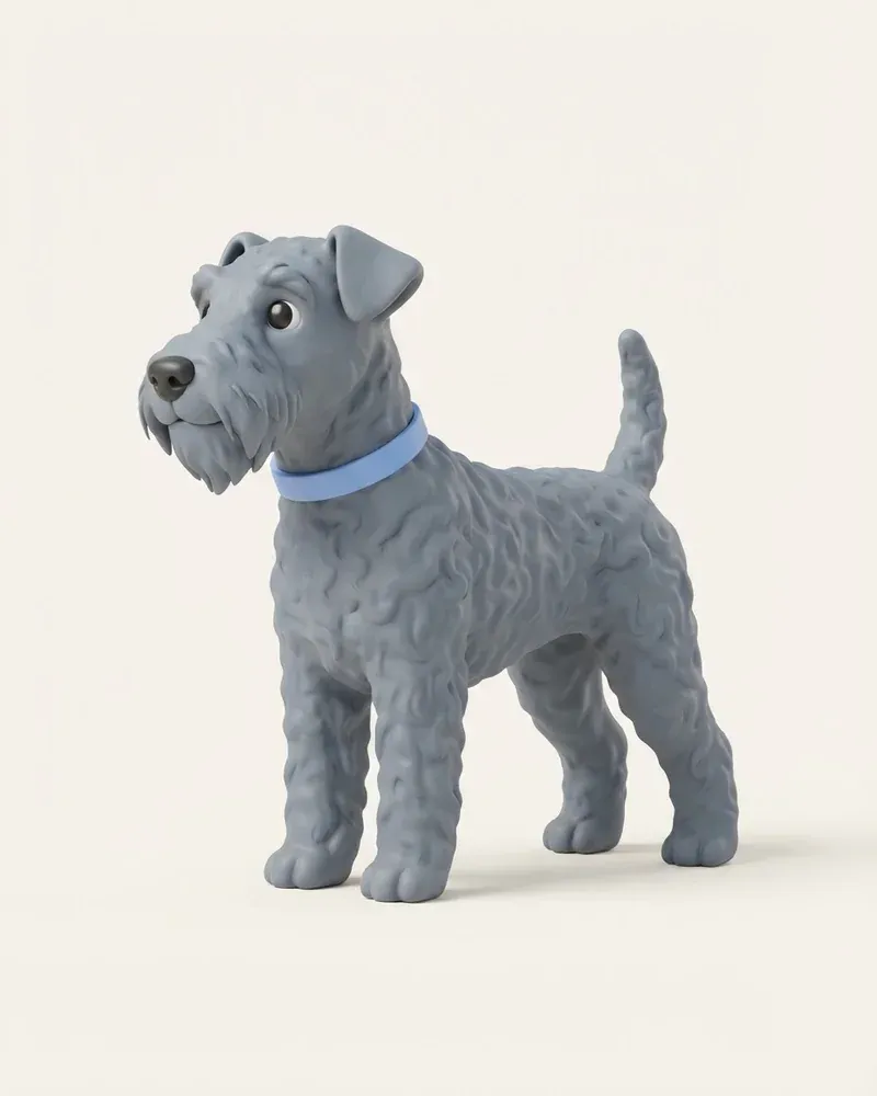 Ilustración 3D de un kerry blue terrier