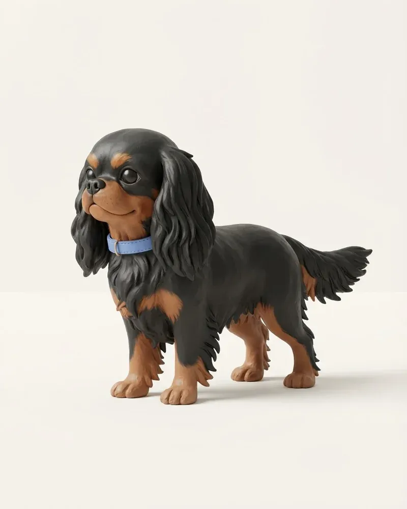 Ilustración 3D de un king charles spaniel