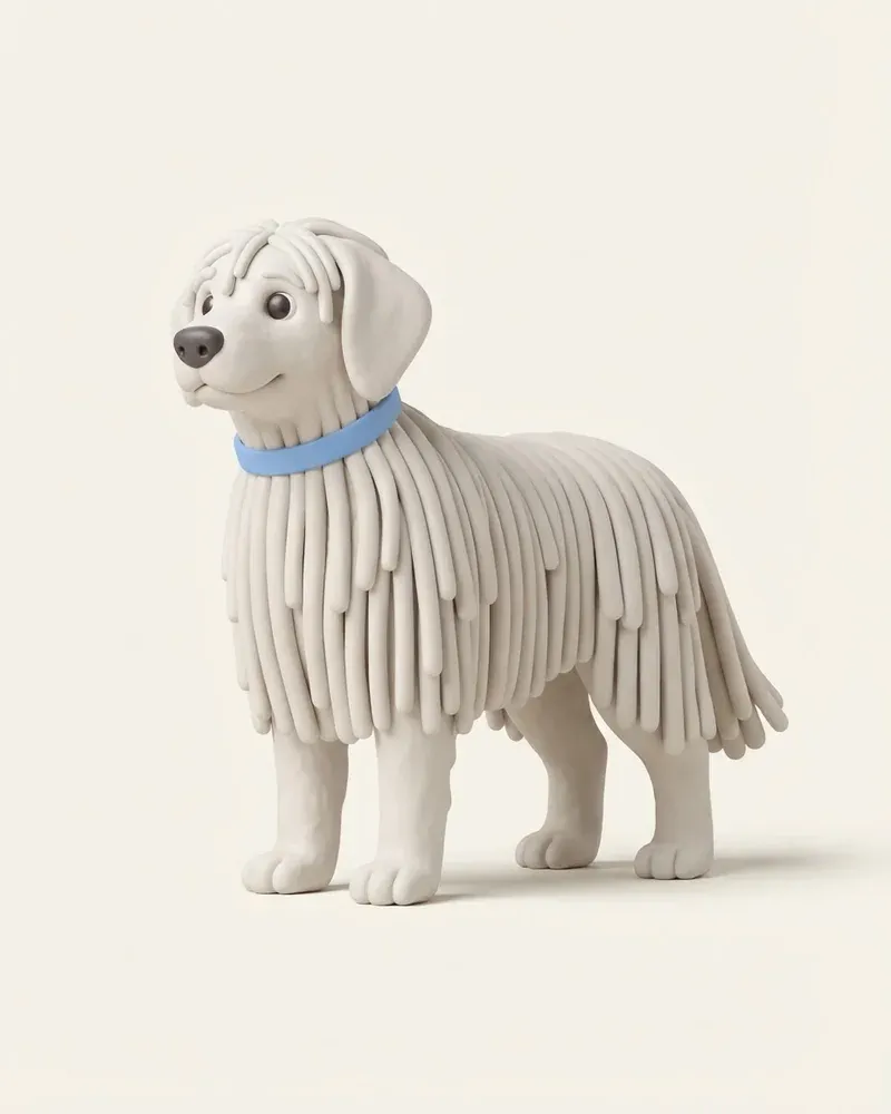 Ilustración 3D de un komondor