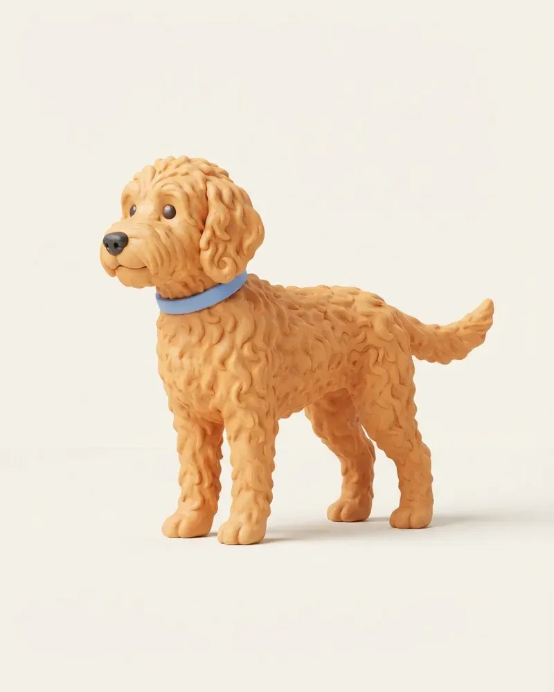 Ilustración 3D de un labradoodle