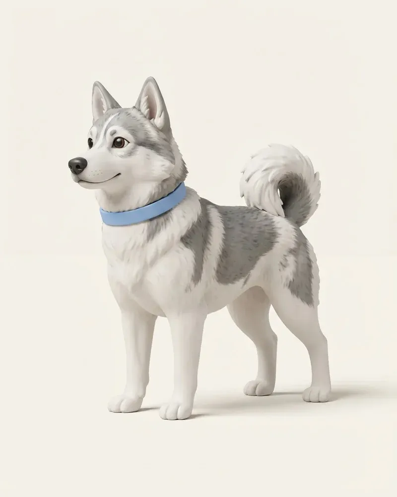 Ilustración 3D de un laika de siberia occidental