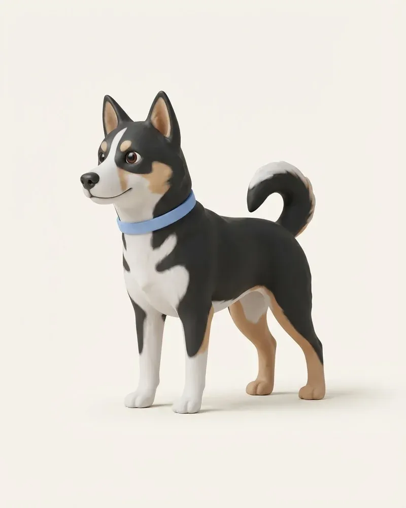 Ilustración 3D de un laika de siberia oriental