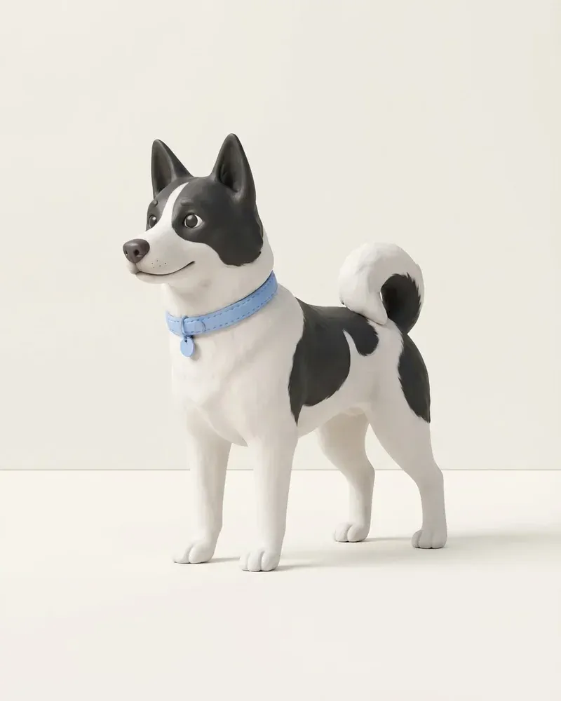 Ilustración 3D de un laika ruso-europeo