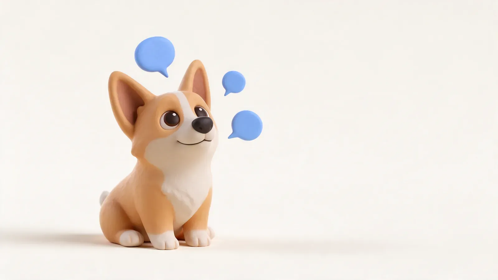 Corgi sentado con bocadillos de diálogo