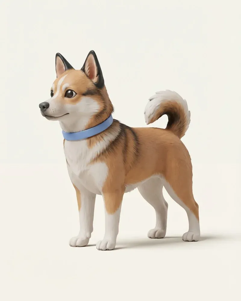 Ilustración 3D de un lundehund noruego