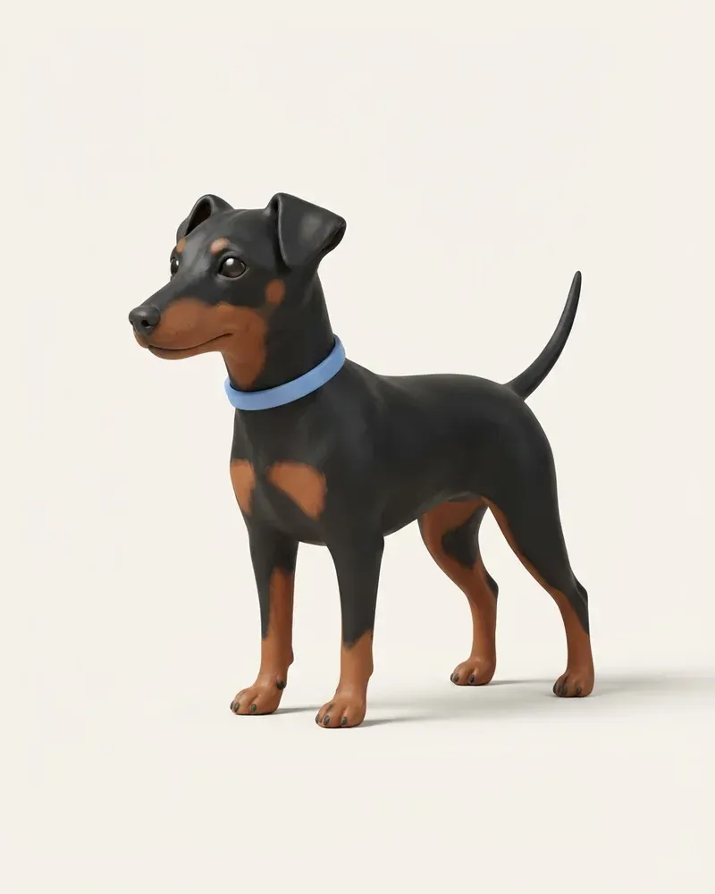Ilustración 3D de un manchester terrier