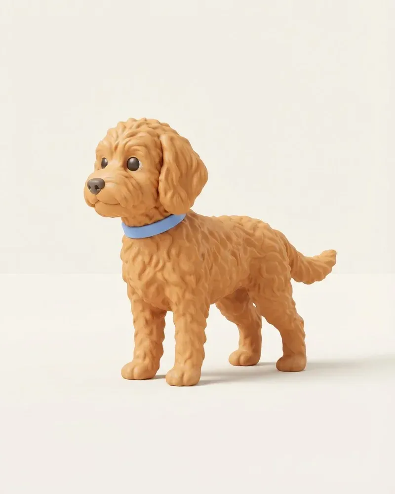 Ilustración 3D de un miniature goldendoodle