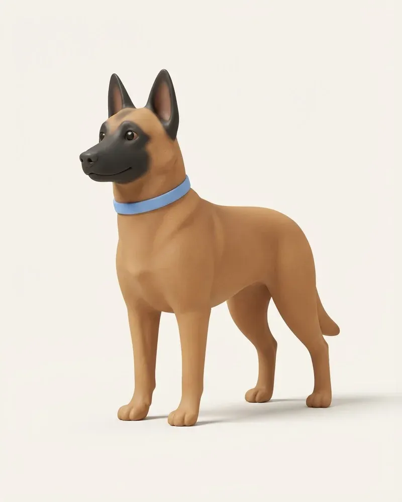 Ilustración 3D de un pastor belga malinois