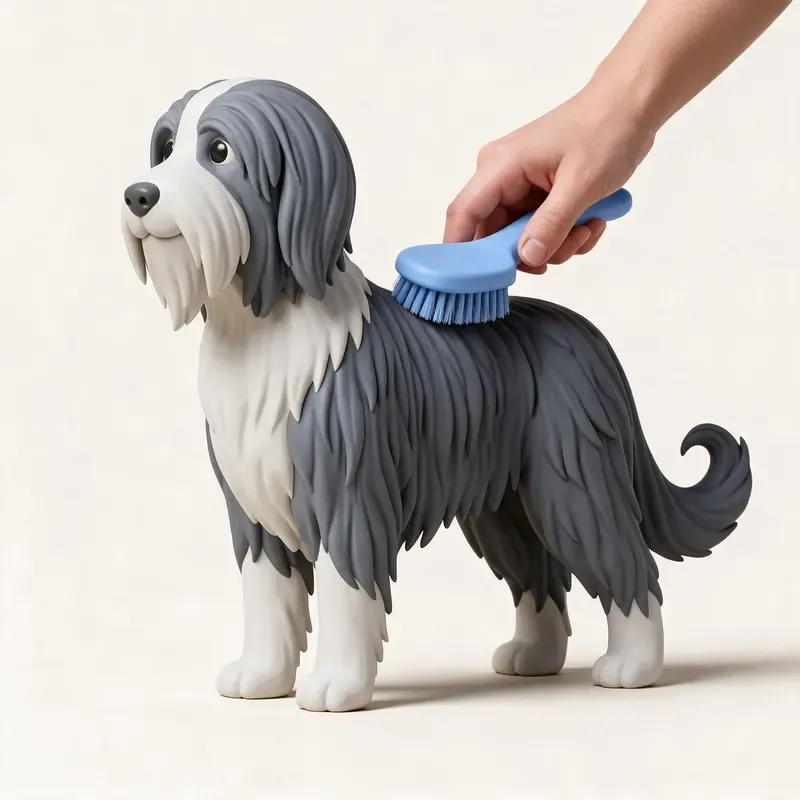 Bearded collie: cuidado de su pelo (ilustración)