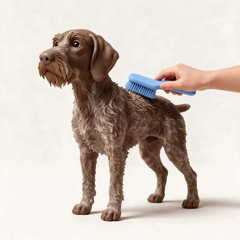 Perro de muestra alemán de pelo cerdoso: cuidado de su pelo (ilustración)