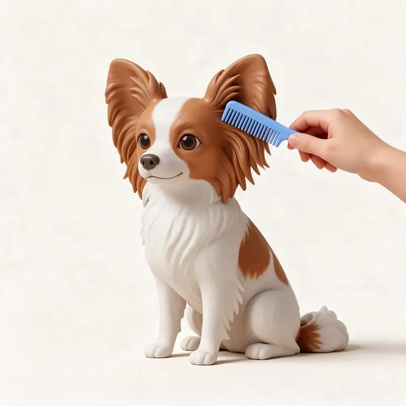 Spaniel enano continental (Papillón / Phalène): cuidado de su pelo (ilustración)